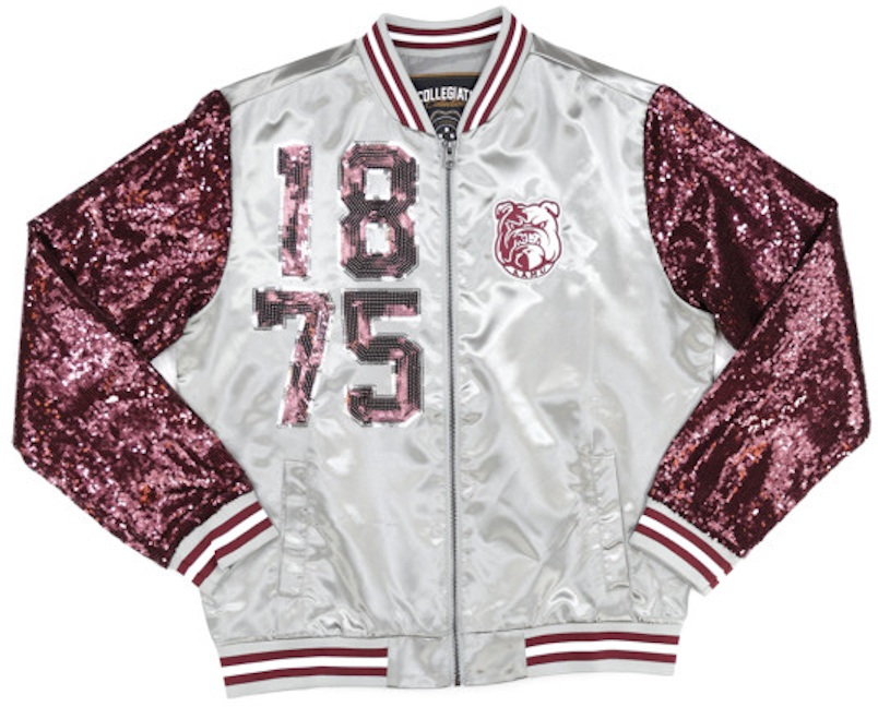 Alabama A&M Women's Satin Jacket with Sequin Sleeves - 2024