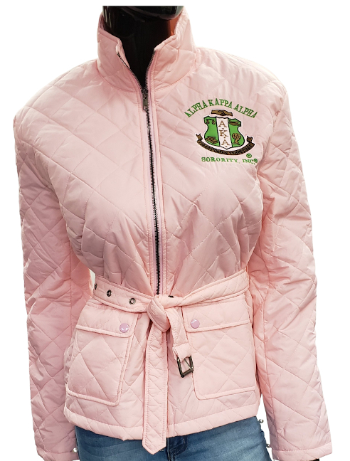 AKA Light Pink Quilted Belted Riding Jacket