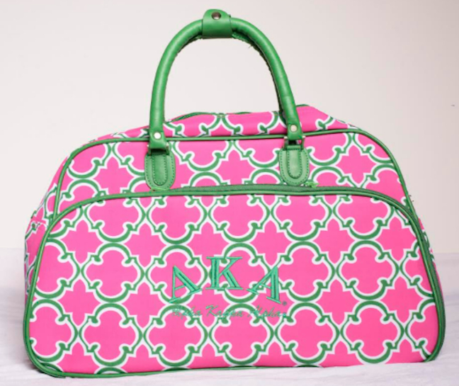 AKA Pink & Green Duffle Bag - Front Pocket - CF