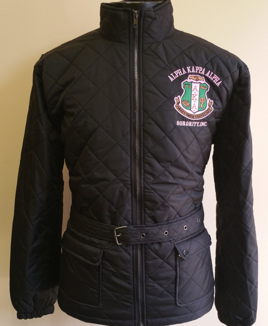 AKA Black Quilted Belted Riding Jacket
