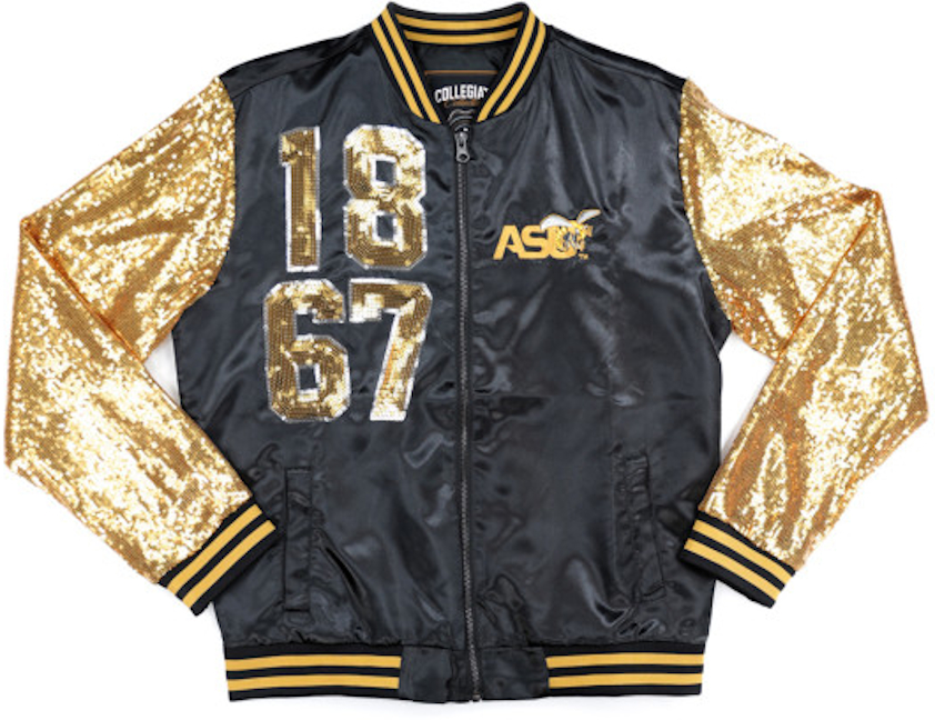 Alabama State Women's Satin Jacket with Sequin Sleeves - 2024