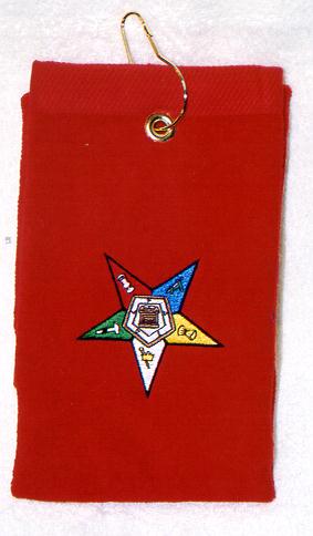 Order of the Eastern Star red golf towel