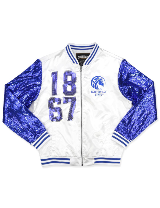 Fayetteville State Women's Satin Jacket with Sequin Sleeves - 2024
