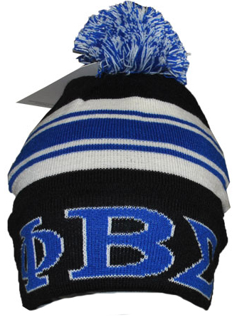 Phi Beta Sigma Black Beanie with Puffball