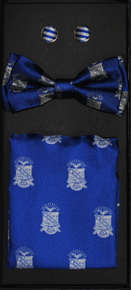 Sigma Silk Bowtie- Handkerchief-Cufflinks Set - Royal