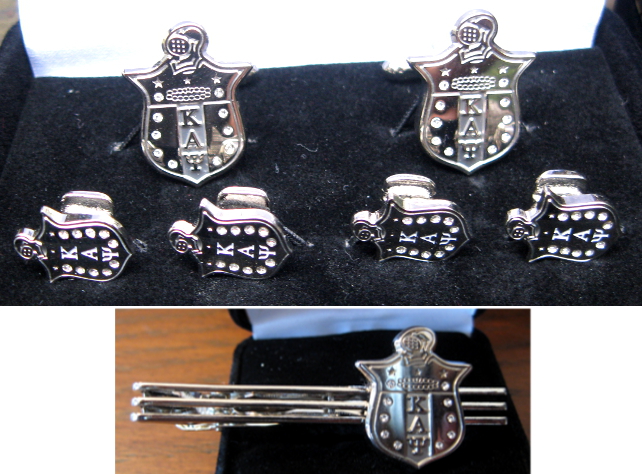 Kappa Silver Crest Cufflinks Lapel Pin Tiebar STUDS - WW