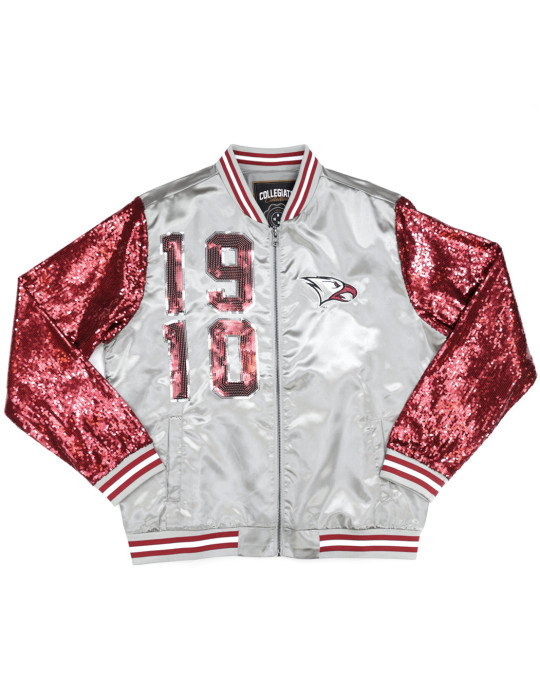 NCCU Women's Satin Jacket with Sequin Sleeves - 2024