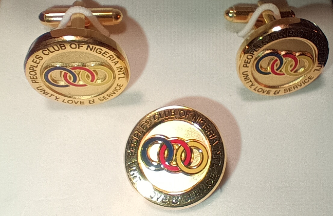Peoples Club of Nigeria Intl Cufflinks & Lapel Pin - OD