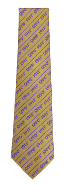 Omega Old Gold Letters Silk Tie - 2023