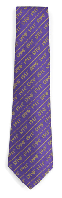 Omega Purple Letters Silk Tie - 2023