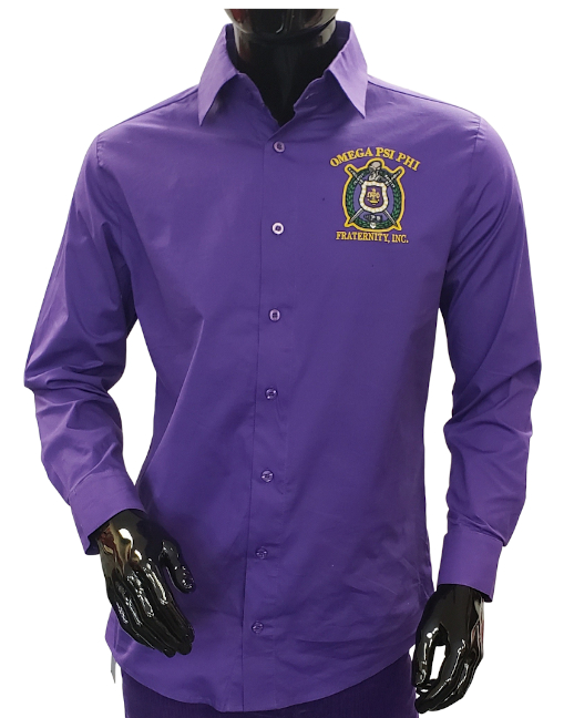 Omega Purple Button Down Long-Sleeve Collar Shirt