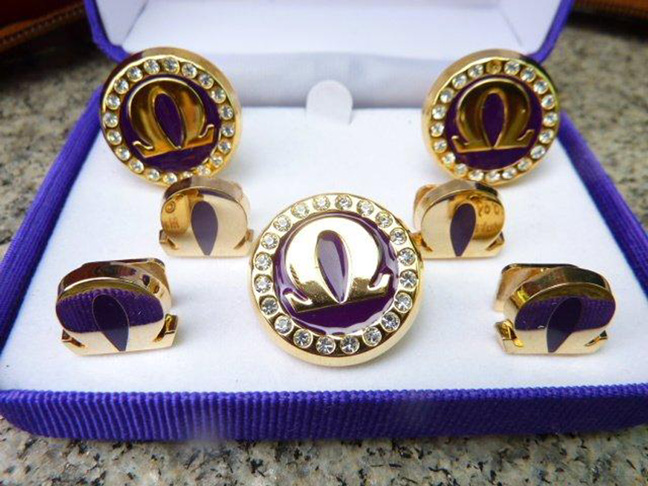 Omega Stones Cufflinks Set - Purple Inset