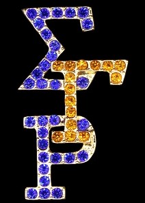 Sigma Gamma Rho Sorority Stacked Crystal Letters Pin - FO