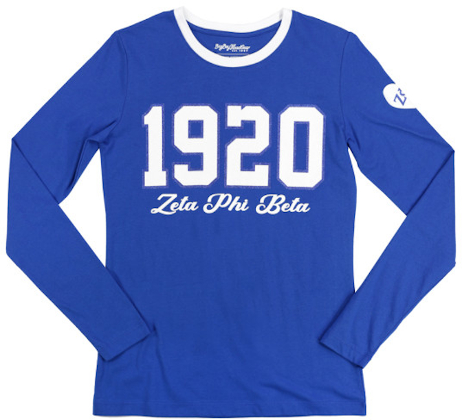 Zeta Royal Glitter Lettering Long Sleeve Tee - 2023