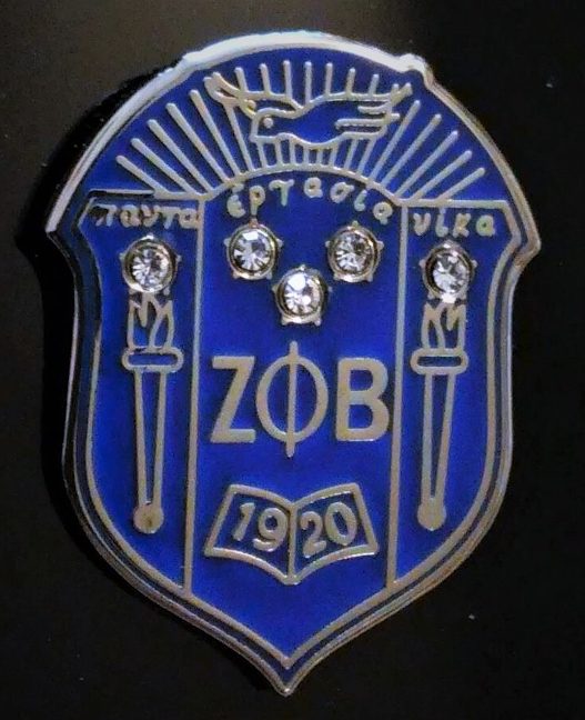 Zeta Phi Beta Shield Pin w/ Crystals - FO