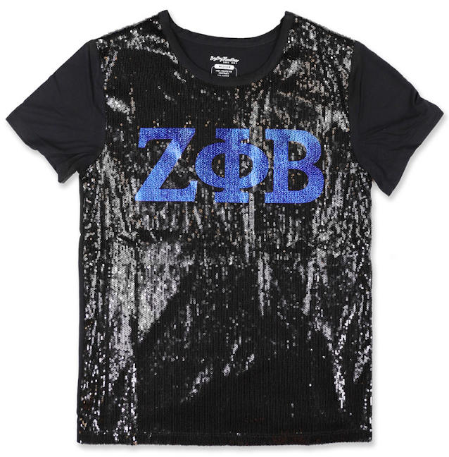 Zeta Phi Beta Sorority Black Sequins Tee - 2022