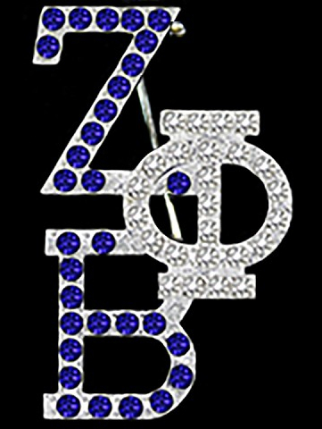 Zeta Stacked Crystal Letters Pin - FO