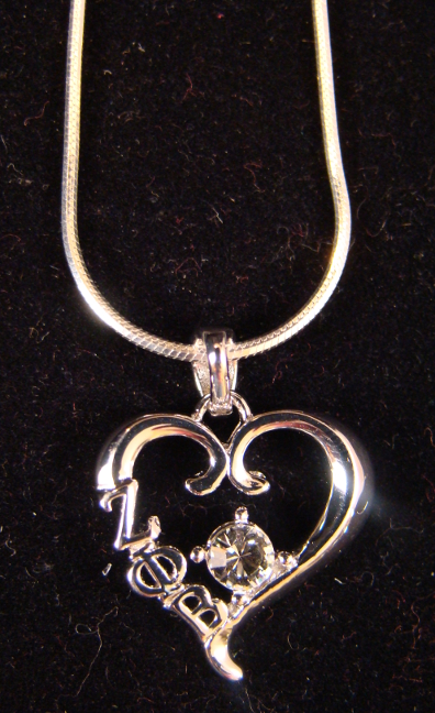 Zeta Heart Sterling Silver Charm Necklace - CO