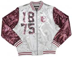 Alabama A&M Women's Satin Jacket with Sequin Sleeves - 2024