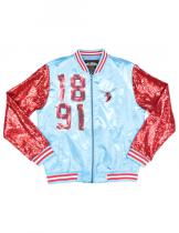 Delaware State Women's Satin Jacket with Sequin Sleeves - 2024