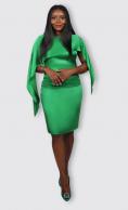 Asymmetric Cape Silk Dress (Emerald)