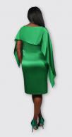 Asymmetric Cape Silk Dress (Emerald) 1