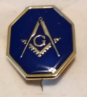 Mason Symbol Octagon Cufflinks - Lapel Pin - Tiebar - Blue & Gold - Set - WW 1