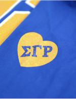 Sigma Gamma Rho Sorority Blue Glitter Lettering Long Sleeve Tee - 2023 2